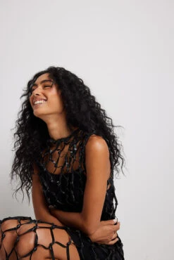 Robe En Résille De Simili Cuir -Lady Doux Soldes Magasin pu net dress 1686 000109 000223672