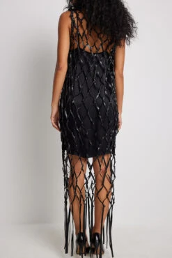 Robe En Résille De Simili Cuir -Lady Doux Soldes Magasin pu net dress 1686 000109 000223679