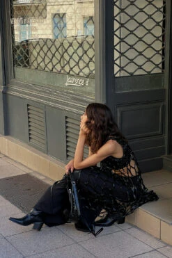 Robe En Résille De Simili Cuir -Lady Doux Soldes Magasin pu net dress 1686 000109 0002 4