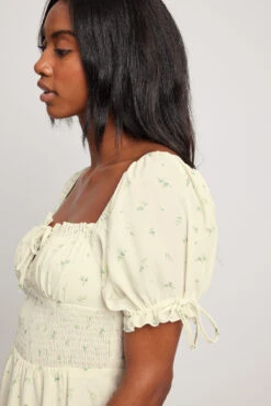 Robe à Manches Nouées -Lady Doux Soldes Magasin puff tie sleeve midi dress 1014 001417 3033 4153