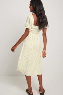 Robe à Manches Nouées -Lady Doux Soldes Magasin puff tie sleeve midi dress 1014 001417 3033 4161