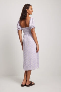 Robe à Manches Nouées -Lady Doux Soldes Magasin puff tie sleeve midi dress 1014 001417 82012979