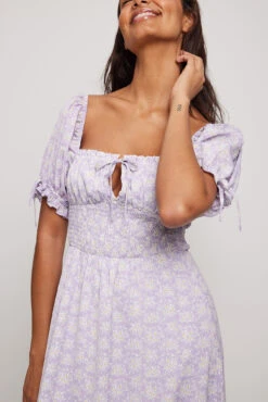 Robe à Manches Nouées -Lady Doux Soldes Magasin puff tie sleeve midi dress 1014 001417 82012994