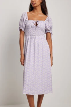 Robe à Manches Nouées -Lady Doux Soldes Magasin puff tie sleeve midi dress 1014 001417 82013012