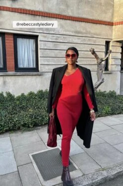 Robe Longue En Tricot à Découpes -Lady Doux Soldes Magasin rebeccastylediary 1018 008979 0004 social