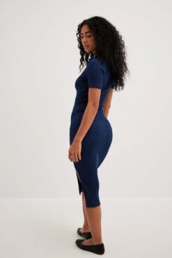 NA-KD Robe Mi-longue En Maille Côtelée à Col -Lady Doux Soldes Magasin rib knitted collar midi dress 1100 007092 001826530