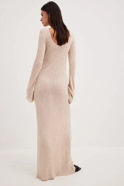 NA-KD Robe Longue En Maille Côtelée à Décolleté Profond Au Dos -Lady Doux Soldes Magasin rib knitted deep back maxi dress 1100 007118 0140 5567 1