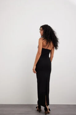 Robe Longue à Détail Rose -Lady Doux Soldes Magasin rose detail maxi dress 1018 010308 000220019