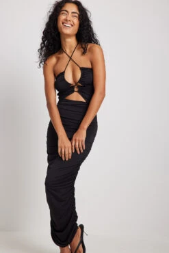 Robe Sans Manches Froissée -Lady Doux Soldes Magasin rouched slinky midi dress 1017 002202 00021824