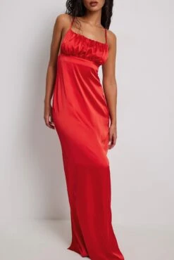 Robe Longue Froncée En Tissu Satiné -Lady Doux Soldes Magasin ruched satin maxi dress 1017 002060 00043400 copy