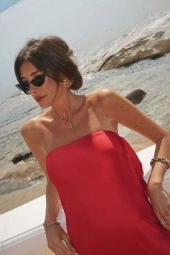 Robe Bandeau Mi-longue En Satin -Lady Doux Soldes Magasin satin bandeau midi dress 1795 000031 0004 editorial 1