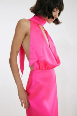 Maxi Robe Satin -Lady Doux Soldes Magasin satin scarf maxi dress 1708 000120 07991278