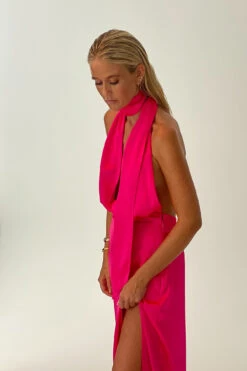 Maxi Robe Satin -Lady Doux Soldes Magasin satin scarf maxi dress 1708 000120 0799 8