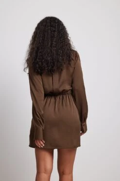 Robe Chemise Courte En Tissu Satiné -Lady Doux Soldes Magasin satin shirt dress 1018 009905 001714291