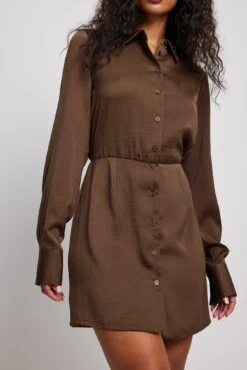 Robe Chemise Courte En Tissu Satiné -Lady Doux Soldes Magasin satin shirt dress 1018 009905 001714299