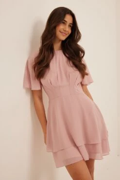 Robe Mini Volantée En Mousseline -Lady Doux Soldes Magasin seam waist chiffon mini dress 1014 001384 50631400
