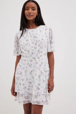 Robe Mini Volantée En Mousseline -Lady Doux Soldes Magasin seam waist chiffon mini dress 1014 001384 5790 1526