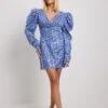Robe Courte à Manches Bouffantes Et Sequins