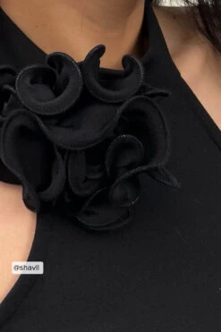 Robe Longue à Détail Rose -Lady Doux Soldes Magasin shavll 1018 010308 0002 social