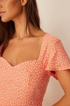 Robe Manches Courtes -Lady Doux Soldes Magasin short sleeve sweetheart neckline dress 1736 000241 9766 03