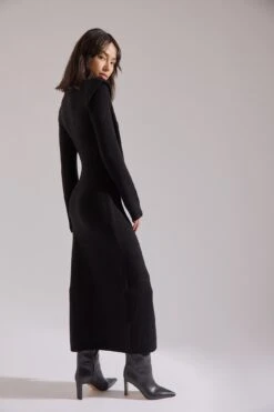 Robe Mi-longue En Maille à Détail Sur Les épaules