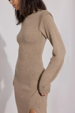 Robe Mi-longue En Maille à Détail Sur Les épaules -Lady Doux Soldes Magasin shoulder detail knitted midi dress 1788 000006 000553684
