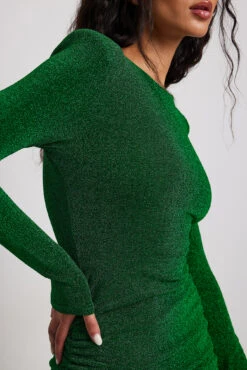 Robe Mi-longue Pailletée à épaulettes Et Fronces -Lady Doux Soldes Magasin shoulder pad rouched glitter midi dress 1017 002129 00103328