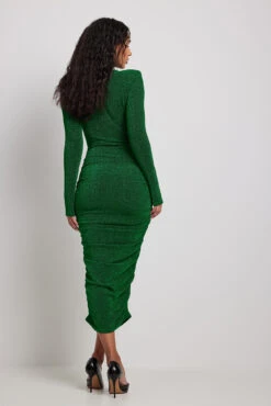 Robe Mi-longue Pailletée à épaulettes Et Fronces -Lady Doux Soldes Magasin shoulder pad rouched glitter midi dress 1017 002129 00103336