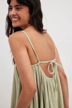 Robe Mi-longue En Coton Doux Nouée Dans Le Dos -Lady Doux Soldes Magasin soft cotton tie back midi dress 1014 001530 60068652