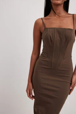 Robe Mi-longue Style Corset à Bretelles -Lady Doux Soldes Magasin strap corset midi dress 1692 000105 00178818