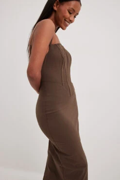 Robe Mi-longue Style Corset à Bretelles -Lady Doux Soldes Magasin strap corset midi dress 1692 000105 00178828