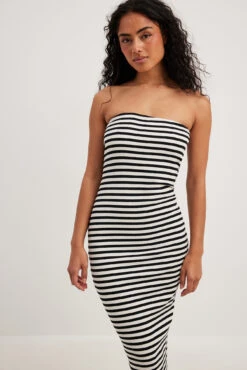 Robe Tube Mi-longue à Rayures -Lady Doux Soldes Magasin striped tube midi dress 1044 000291 1123 16640