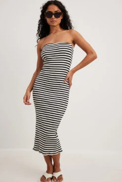 Robe Tube Mi-longue à Rayures -Lady Doux Soldes Magasin striped tube midi dress 1044 000291 1123 16678 01c 01c