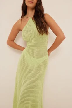 Robe Midi à Bretelles Nouées -Lady Doux Soldes Magasin tie back detail ribbed midi dress 1766 000010 03243571