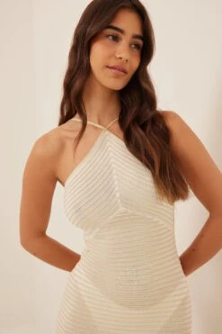 Robe Midi à Bretelles Nouées -Lady Doux Soldes Magasin tie back detail ribbed midi dress 1766 000010 40703519