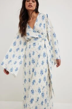 Robe Longue Nouée à Manches -Lady Doux Soldes Magasin tie detail maxi sleeve dress 1797 000018 0529 6283