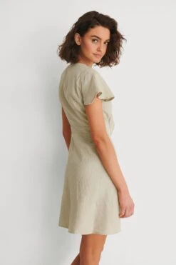 Robe Chemise Nouée Sur Le Devant -Lady Doux Soldes Magasin tie front linen dress 1100 004343 0005 02k 1