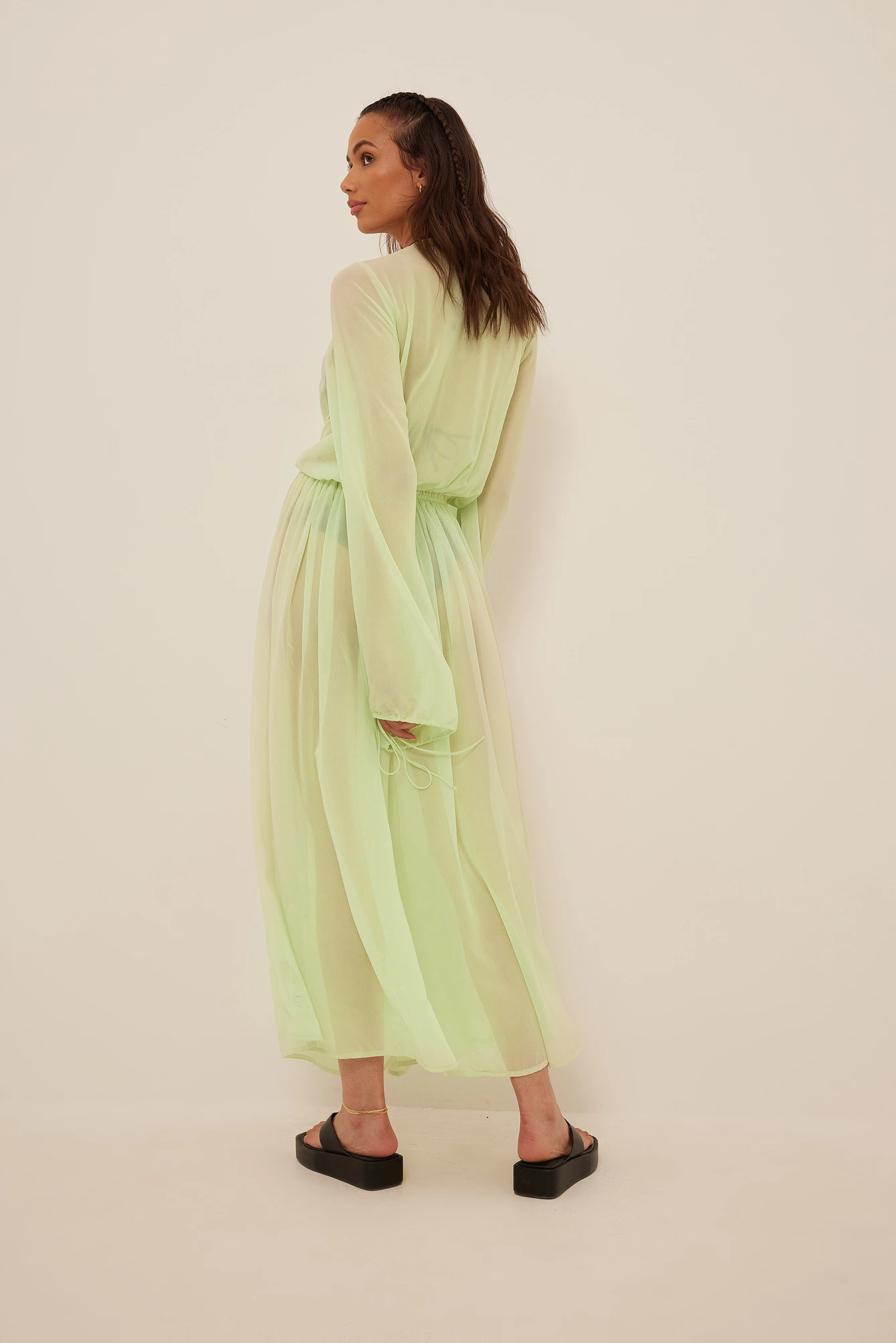 Robe En Mousseline Nouée à La Taille 3 Robe En Mousseline Nouée à La Taille – Image 3