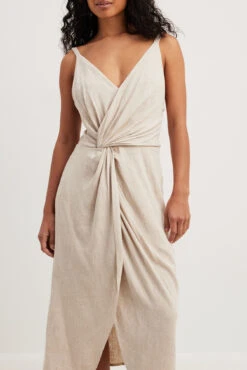 Robe Mi-longue à Détail Torsadé -Lady Doux Soldes Magasin twist detail midi dress 1727 000129 0005 15344