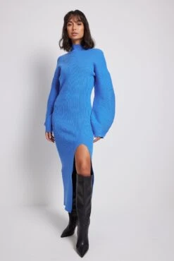Robe Mi-longue En Tricot -Lady Doux Soldes Magasin wide sleeve fine knitted midi dress 1100 006670 000311985