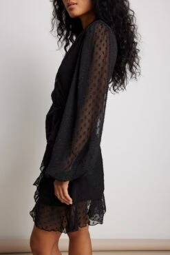 Robe Portefeuille Courte En Plumetis -Lady Doux Soldes Magasin wrap dobby mini dress 1014 001485 000224234