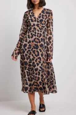 Robe Mi-longue Cache-coeur -Lady Doux Soldes Magasin wrap dress long sloeeve midi dress 1014 001469 104550832