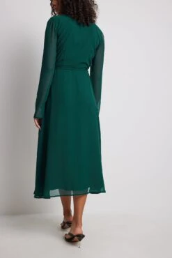 Robe Mi-longue Cache-coeur -Lady Doux Soldes Magasin wrap long sleeve midi dress 1014 001469 0010 28977