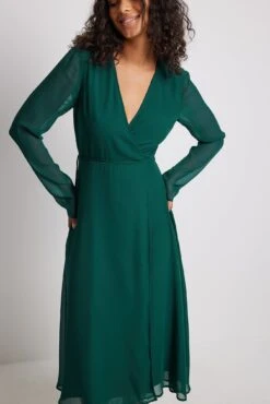 Robe Mi-longue Cache-coeur -Lady Doux Soldes Magasin wrap long sleeve midi dress 1014 001469 0010 28987