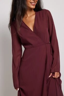 Robe Mi-longue Cache-coeur -Lady Doux Soldes Magasin wrap long sleeve midi dress 1014 001469 02302786