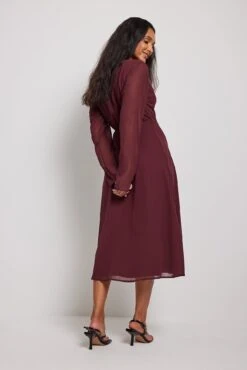 Robe Mi-longue Cache-coeur -Lady Doux Soldes Magasin wrap long sleeve midi dress 1014 001469 02302795