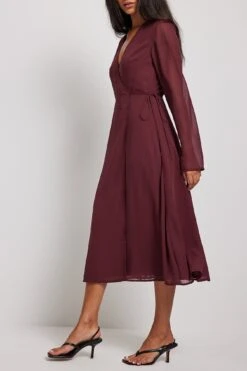 Robe Mi-longue Cache-coeur -Lady Doux Soldes Magasin wrap long sleeve midi dress 1014 001469 02302806