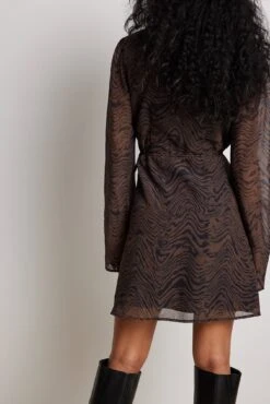 Robe Portefeuille Courte à Manches Longues -Lady Doux Soldes Magasin wrap long sleeve minidress 1014 001475 3118 04