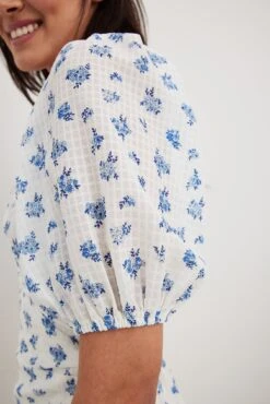 Robe Portefeuille Courte à Manches Bouffantes -Lady Doux Soldes Magasin wrap puff sleeve mini dress 1014 001585 531222919