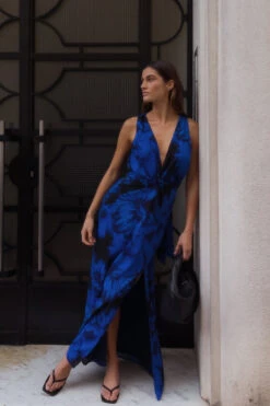 Robe Portefeuille Longue à Col En V -Lady Doux Soldes Magasin wrap v neck maxi dress 1017 002227 0955 editorial2